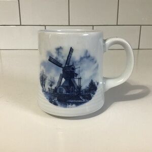 Vintage Delft Blue Blauw Windmill Hand Painted Coffee Tea Mug